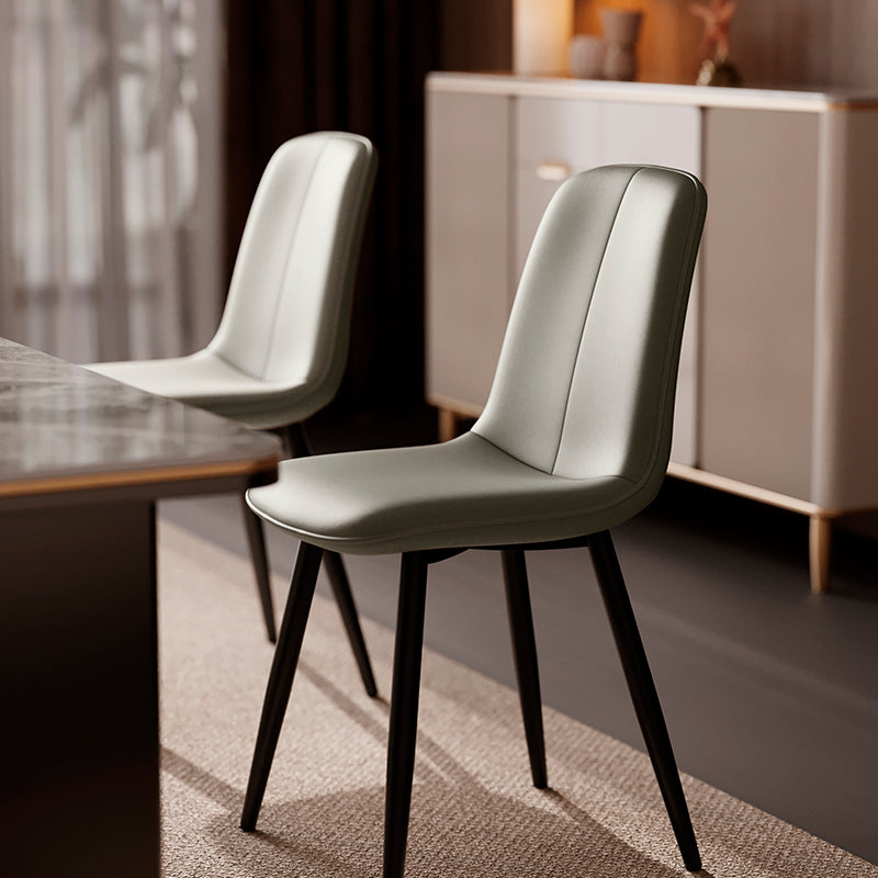 Contemporary Nordic Square Leather Metal Dining Chair Backrest For Dining Room