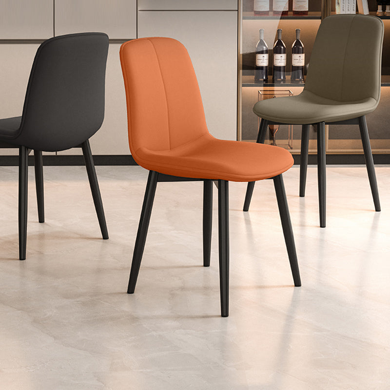 Contemporary Nordic Square Leather Metal Dining Chair Backrest For Dining Room