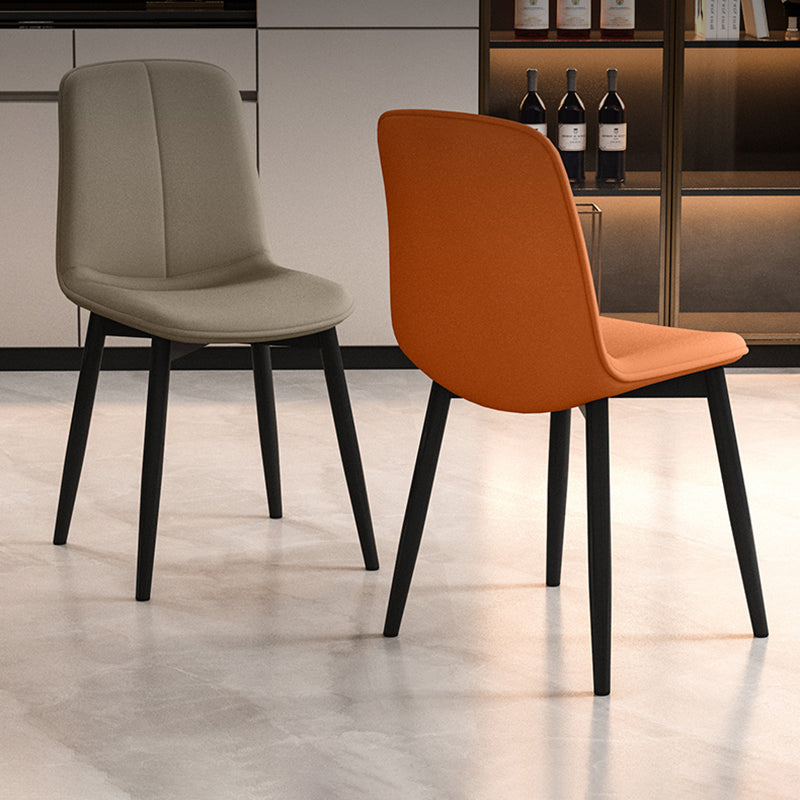 Contemporary Nordic Square Leather Metal Dining Chair Backrest For Dining Room