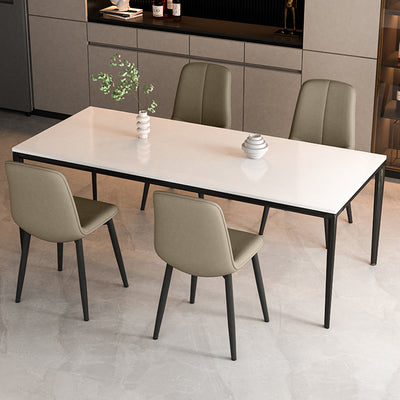 Contemporary Nordic Square Leather Metal Dining Chair Backrest For Dining Room