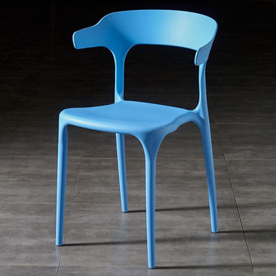 Contemporary Scandinavian Square Plastic Stackable Dining Chair Arc Backrest For Dining Room