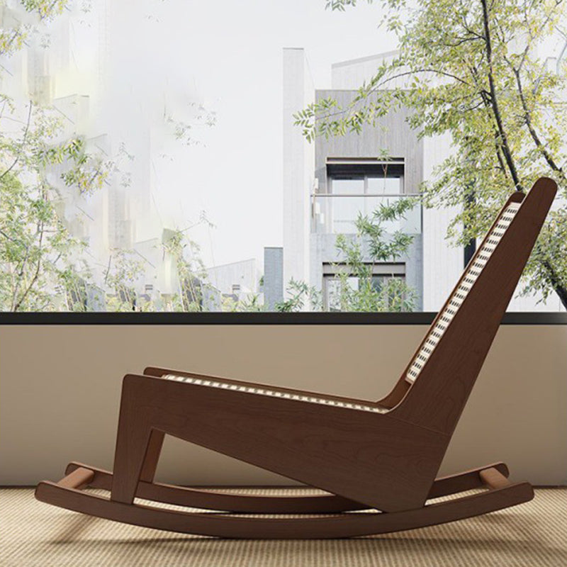 Traditional Rustic Solid Wood Frame PVC Weaving Rattan Recliner Backrest Footrest For Outdoor Patio