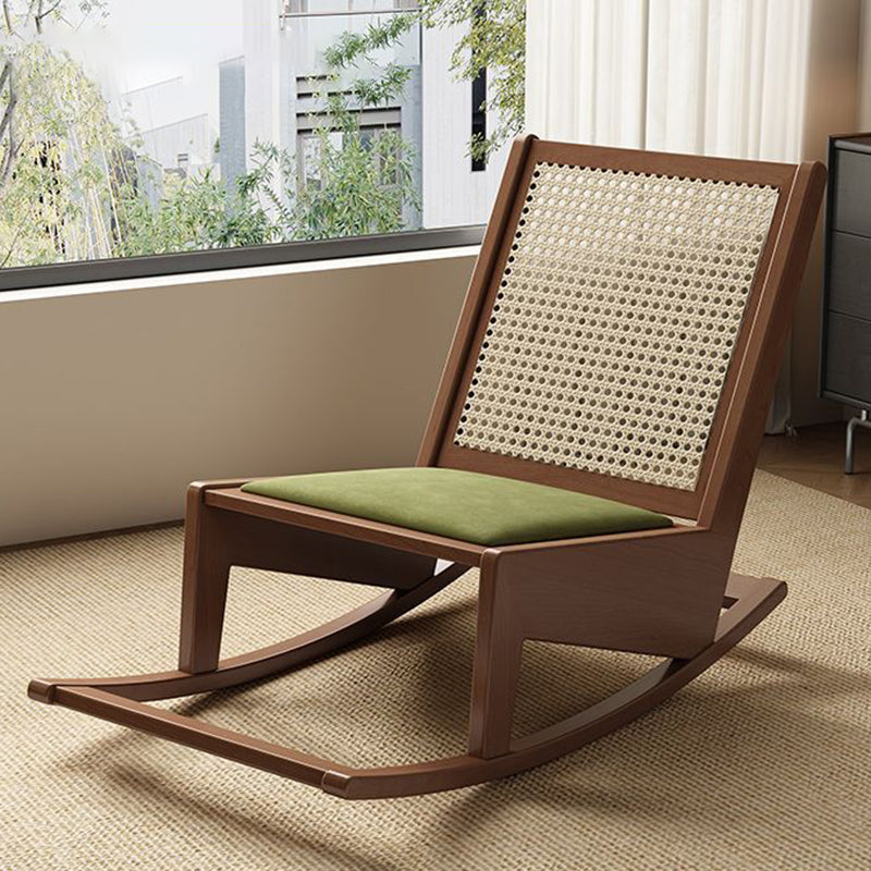Traditional Rustic Solid Wood Frame PVC Weaving Rattan Recliner Backrest Footrest For Outdoor Patio