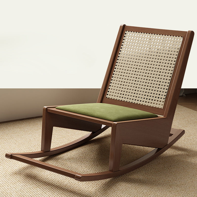 Traditional Rustic Solid Wood Frame PVC Weaving Rattan Recliner Backrest Footrest For Outdoor Patio