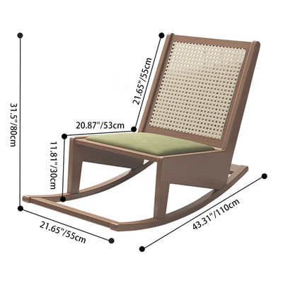Traditional Rustic Solid Wood Frame PVC Weaving Rattan Recliner Backrest Footrest For Outdoor Patio