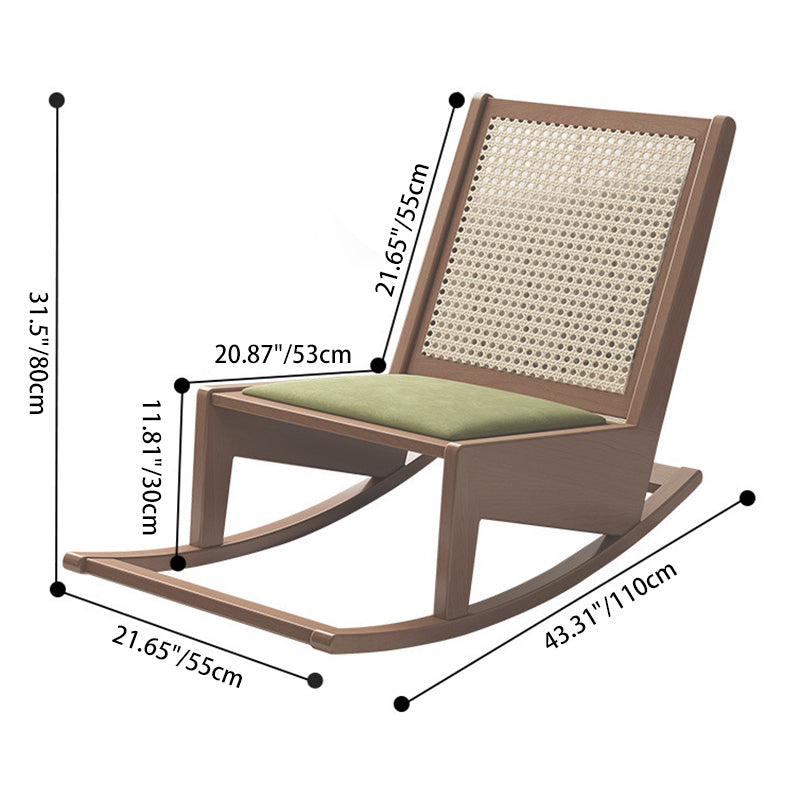 Traditional Rustic Solid Wood Frame PVC Weaving Rattan Recliner Backrest Footrest For Outdoor Patio