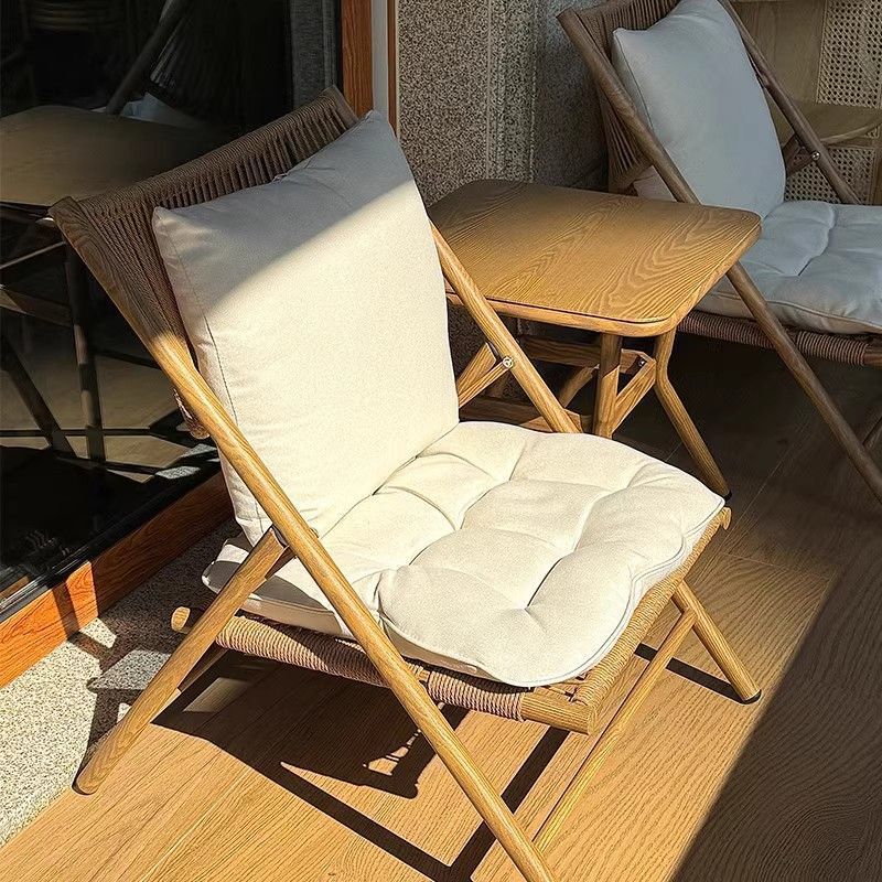 Traditional Rustic PE Weaving Rattan Imitation Wood Grain Alloy Frame Foldable Recliner Backrest Footrest For Outdoor Patio