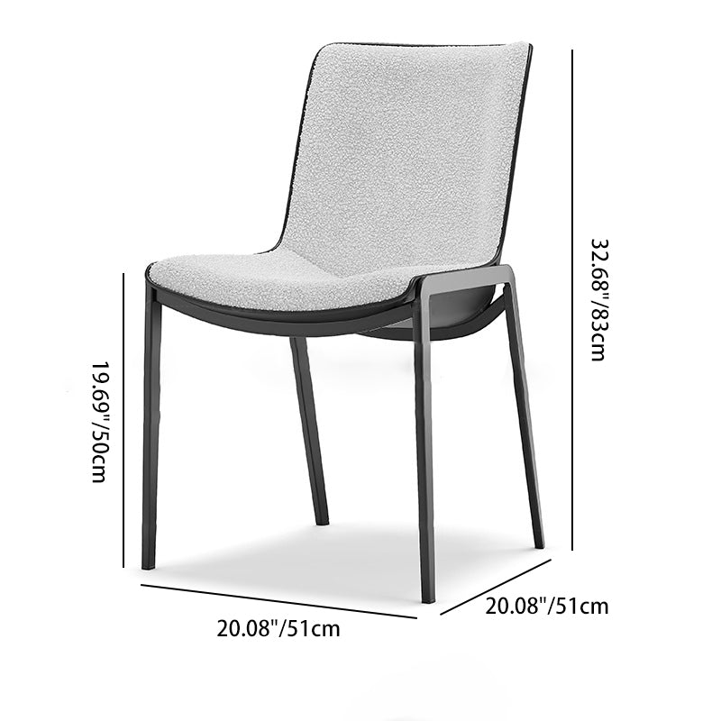 Chaise de Salle à Manger Moderne en Cuir Luxueux Courbé avec Dossier en Acier au Carbone 