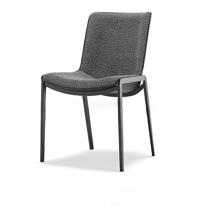 Chaise de Salle à Manger Moderne en Cuir Luxueux Courbé avec Dossier en Acier au Carbone 