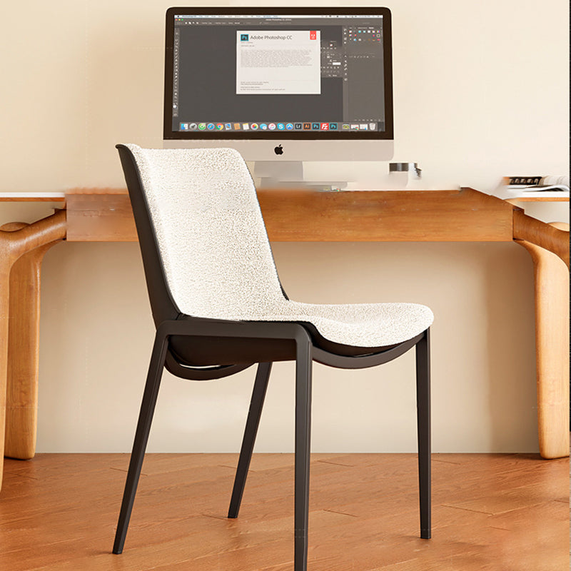 Chaise de Salle à Manger Moderne en Cuir Luxueux Courbé avec Dossier en Acier au Carbone 