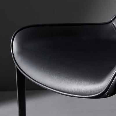 Chaise de Salle à Manger Moderne en Cuir Luxueux Courbé avec Dossier en Acier au Carbone 