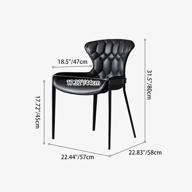 Chaise de Salle à Manger Moderne en Cuir Luxueux Courbé avec Dossier en Acier au Carbone 