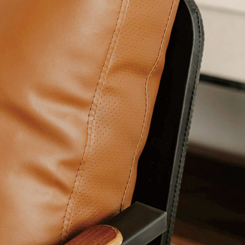 Contemporary Scandinavian Square Microfiber Leather Upholstered Accent Chair Backrest Armrest For Living Room