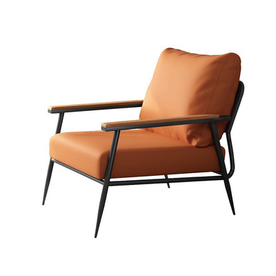 Contemporary Scandinavian Square Microfiber Leather Upholstered Accent Chair Backrest Armrest For Living Room