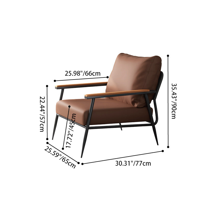Contemporary Scandinavian Square Microfiber Leather Upholstered Accent Chair Backrest Armrest For Living Room