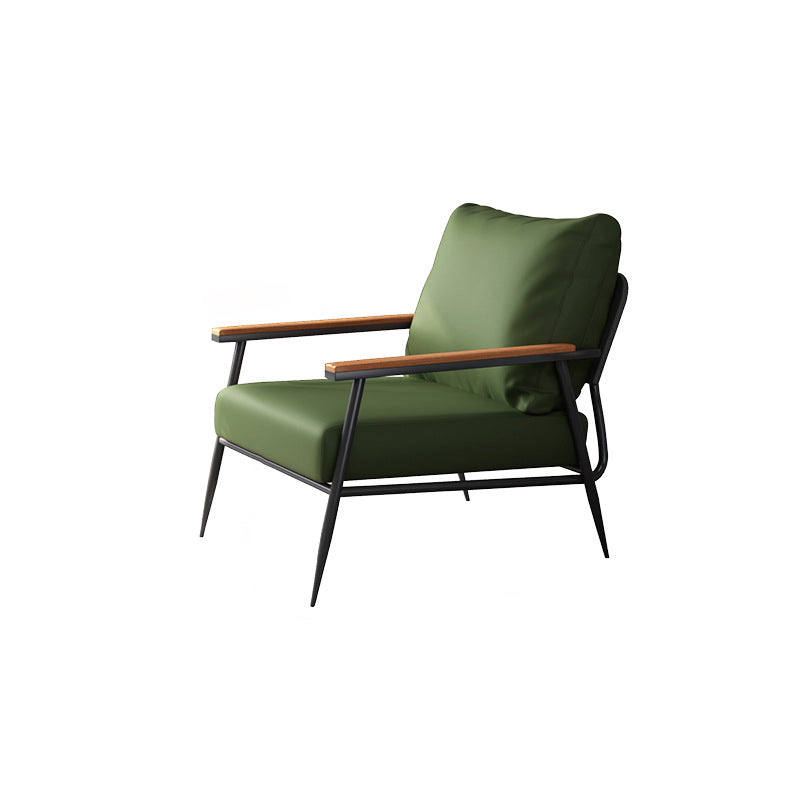 Contemporary Scandinavian Square Microfiber Leather Upholstered Accent Chair Backrest Armrest For Living Room