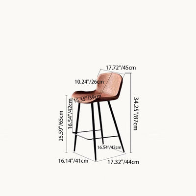 Contemporary Scandinavian Curved Leather Carbon Steel High Legs Bar Stool Footrest For Dining Room