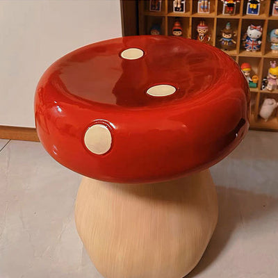 Contemporary Creative Mushroom Resin Fiberglass Low Stool For Bedroom
