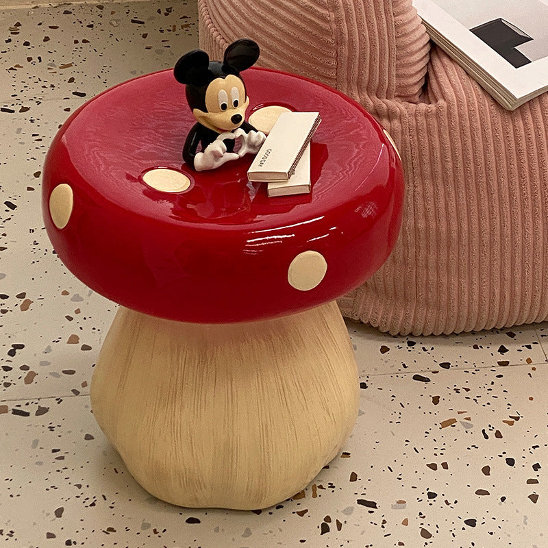 Contemporary Creative Mushroom Resin Fiberglass Low Stool For Bedroom