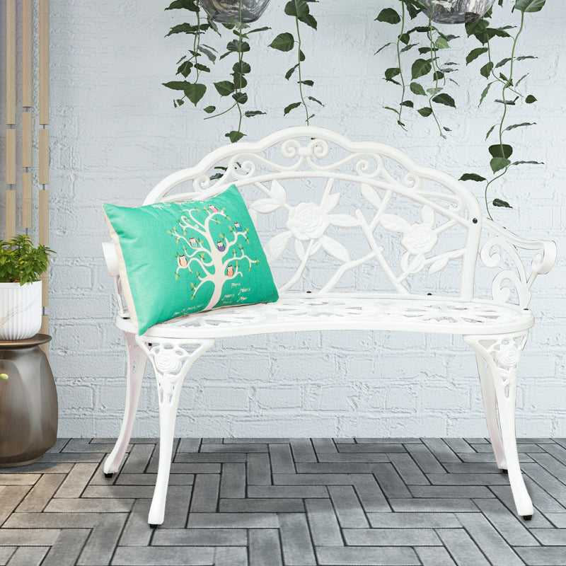 Contemporary Industrial Curved Aluminum Hollow Carving Waterproof Bench Backrest For Garden