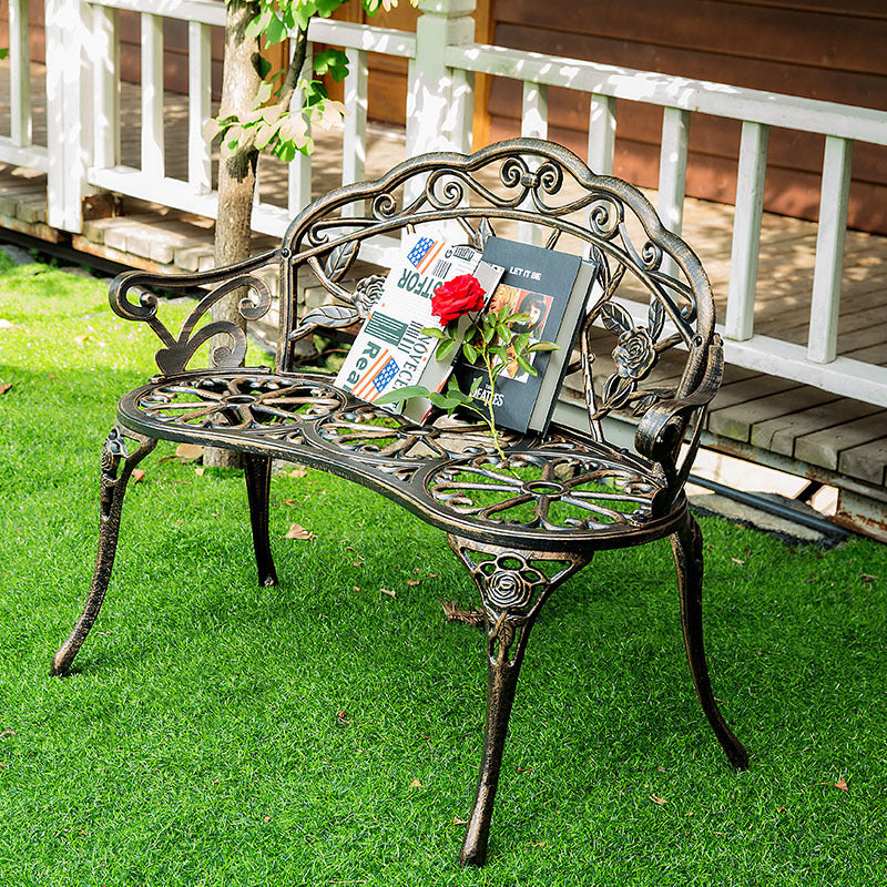 Contemporary Industrial Curved Aluminum Hollow Carving Waterproof Bench Backrest For Garden