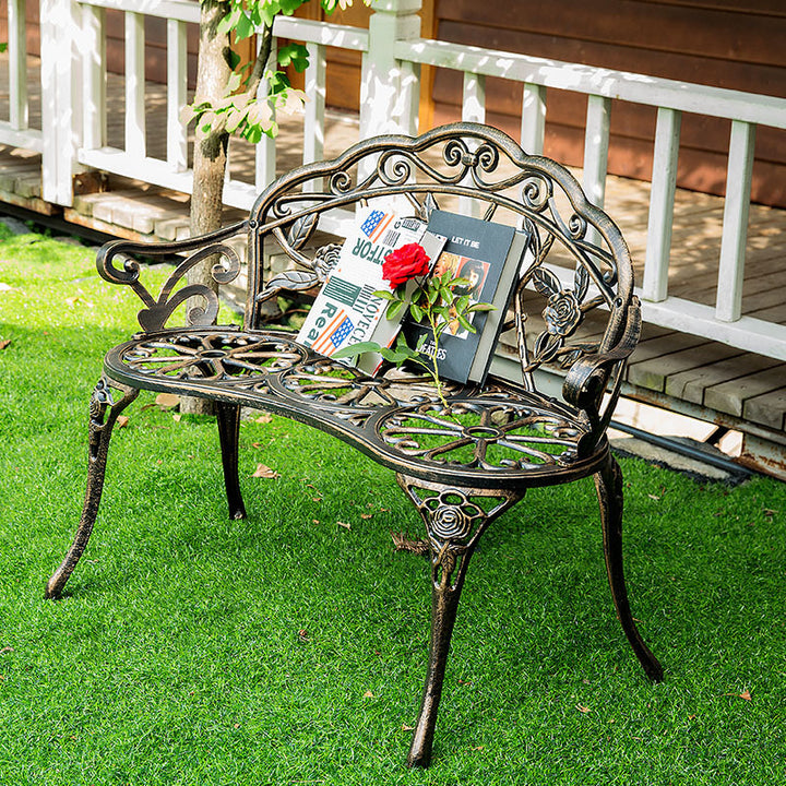 Contemporary Industrial Curved Aluminum Hollow Carving Waterproof Bench Backrest For Garden