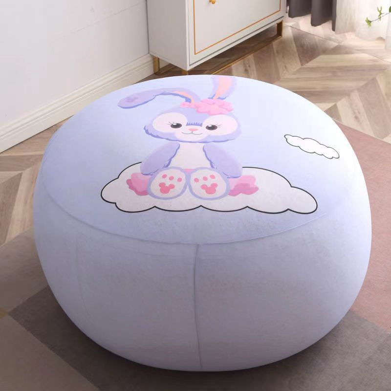 Contemporary Creative Round Fruit Watermelon Print Pattern Fabric Low Stool For Living Room