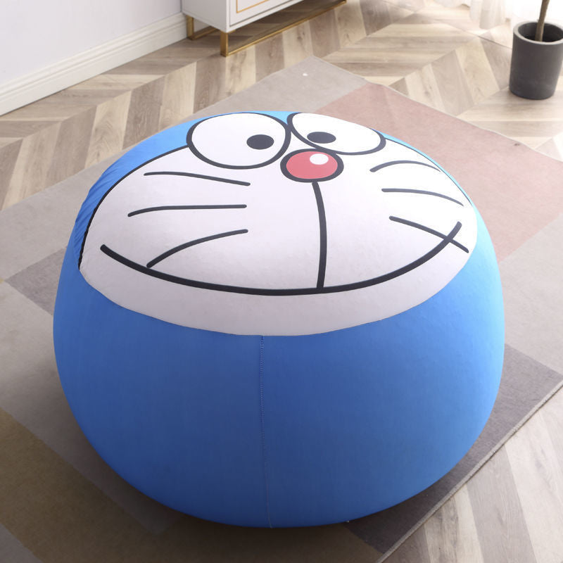 Contemporary Creative Round Fruit Watermelon Print Pattern Fabric Low Stool For Living Room