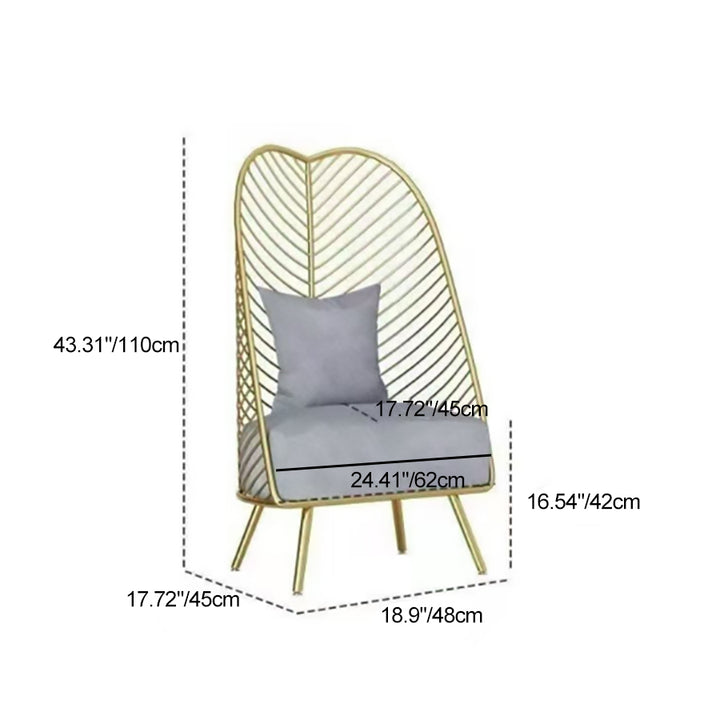 Chaise d'appoint contemporaine nordique en velours avec cadre en métal feuille de bananier et dossier pour salon 