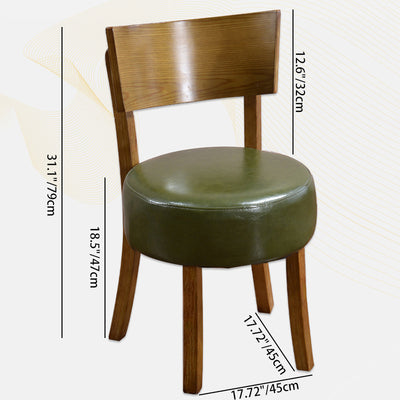 Contemporary Scandinavian Round Leather Solid Wood Frame Dining Chair Backrest For Dining Room
