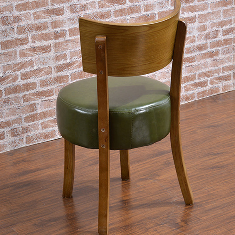 Contemporary Scandinavian Round Leather Solid Wood Frame Dining Chair Backrest For Dining Room