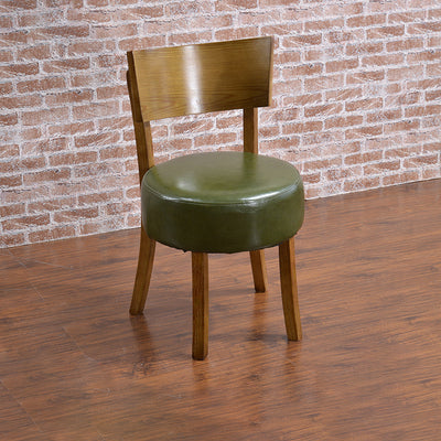 Contemporary Scandinavian Round Leather Solid Wood Frame Dining Chair Backrest For Dining Room