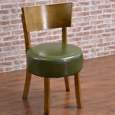 Contemporary Scandinavian Round Leather Solid Wood Frame Dining Chair Backrest For Dining Room