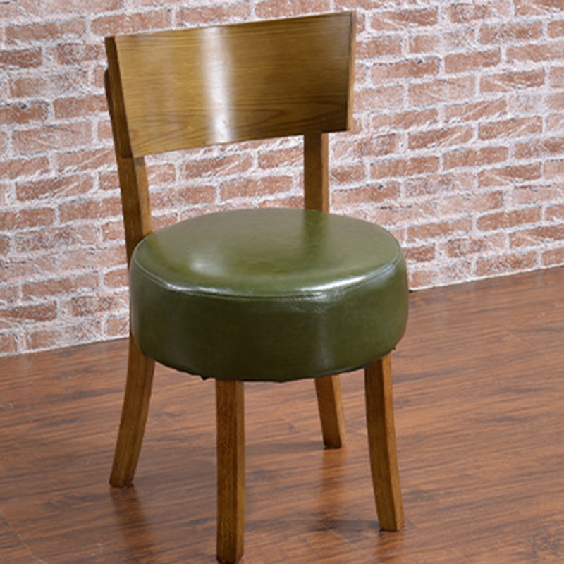 Contemporary Scandinavian Round Leather Solid Wood Frame Dining Chair Backrest For Dining Room