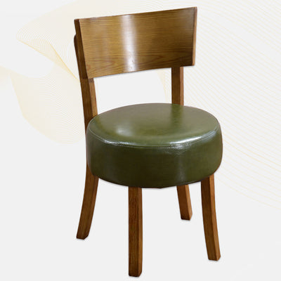 Contemporary Scandinavian Round Leather Solid Wood Frame Dining Chair Backrest For Dining Room
