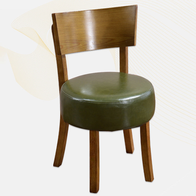 Contemporary Scandinavian Round Leather Solid Wood Frame Dining Chair Backrest For Dining Room