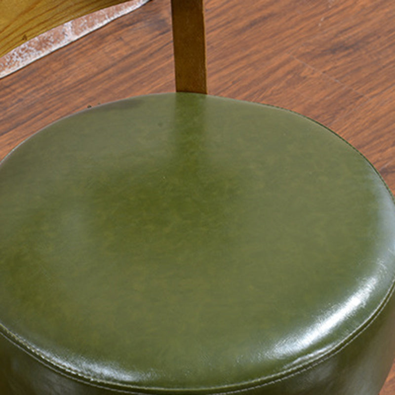 Contemporary Scandinavian Round Leather Solid Wood Frame Dining Chair Backrest For Dining Room