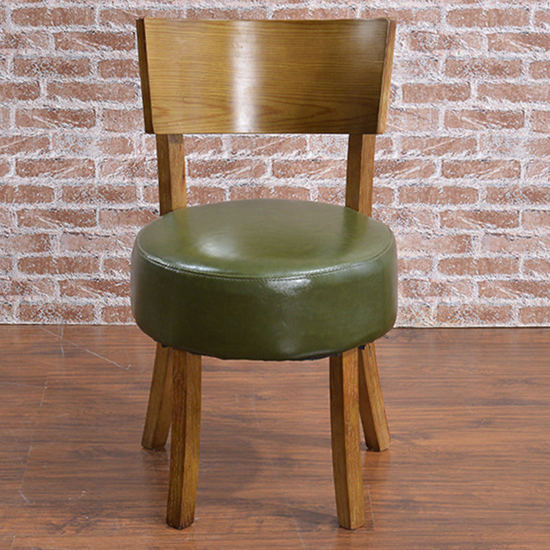 Contemporary Scandinavian Round Leather Solid Wood Frame Dining Chair Backrest For Dining Room
