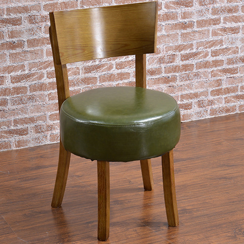 Contemporary Scandinavian Round Leather Solid Wood Frame Dining Chair Backrest For Dining Room