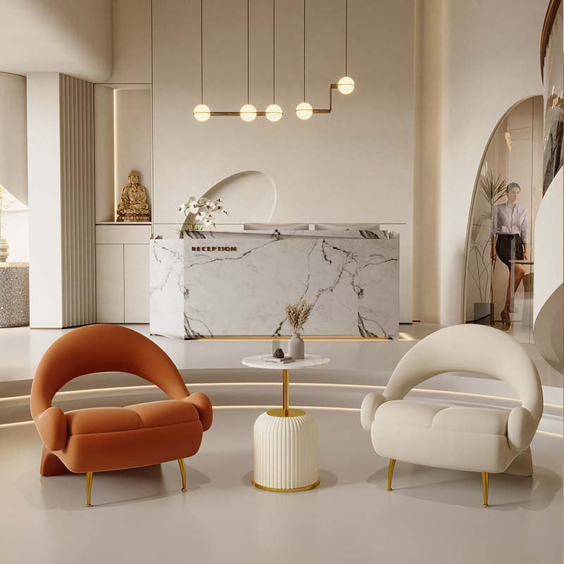 Moderner Luxus PU-Leder gepolsterter Esszimmerstuhl mit Flügelrückenlehne ohne Armlehnen für das Esszimmer 