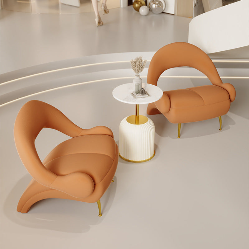 Moderner Luxus PU-Leder gepolsterter Esszimmerstuhl mit Flügelrückenlehne ohne Armlehnen für das Esszimmer 