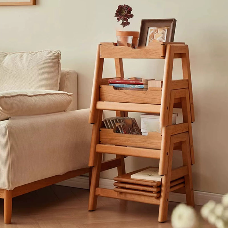 Contemporary Retro Rectangular Solid Wood Stackable Multi-Functional Storage Low Stool Footrest For Living Room