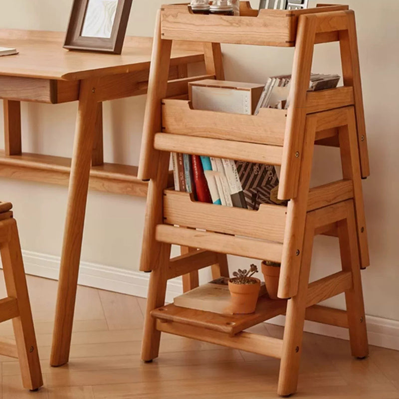 Contemporary Retro Rectangular Solid Wood Stackable Multi-Functional Storage Low Stool Footrest For Living Room