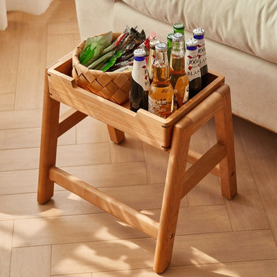 Contemporary Retro Rectangular Solid Wood Stackable Multi-Functional Storage Low Stool Footrest For Living Room