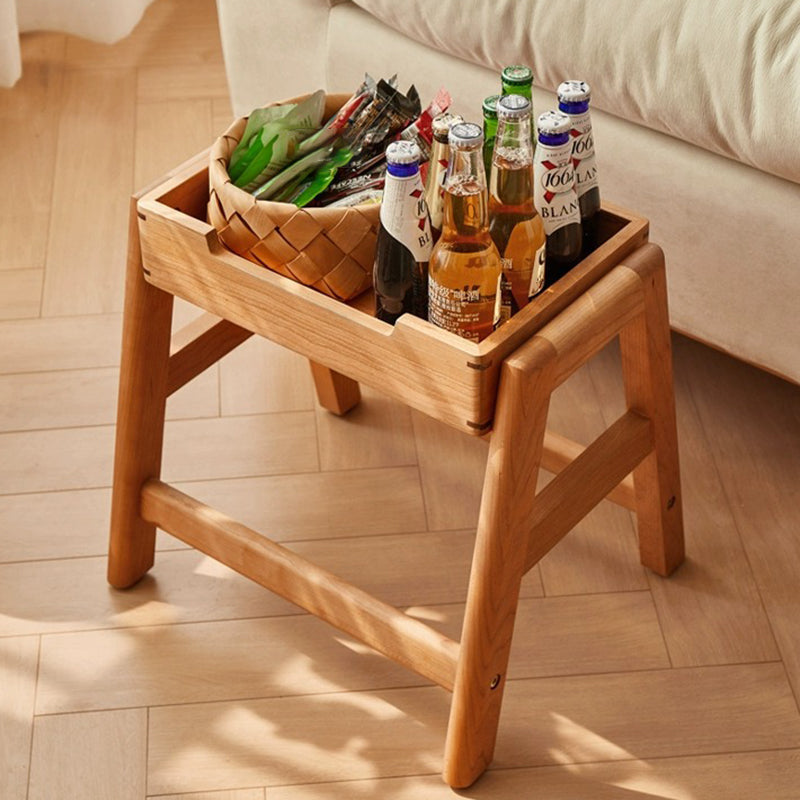 Contemporary Retro Rectangular Solid Wood Stackable Multi-Functional Storage Low Stool Footrest For Living Room