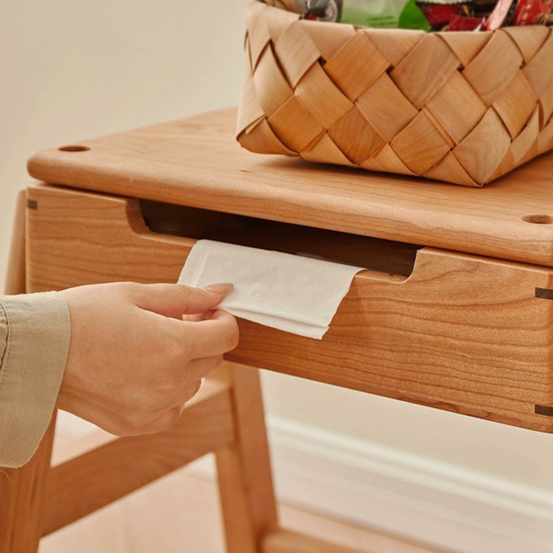 Contemporary Retro Rectangular Solid Wood Stackable Multi-Functional Storage Low Stool Footrest For Living Room