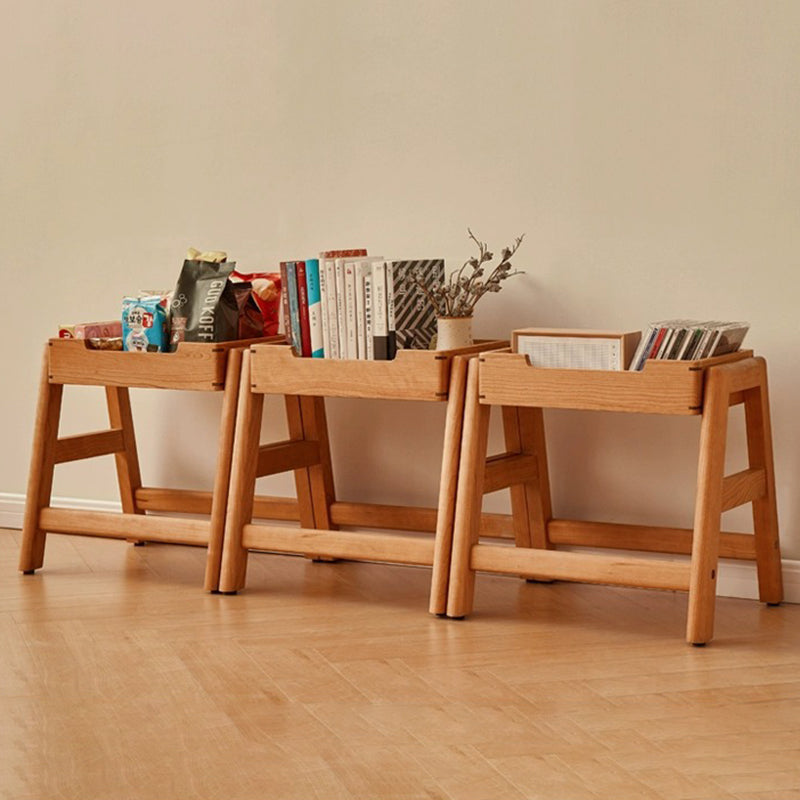Contemporary Retro Rectangular Solid Wood Stackable Multi-Functional Storage Low Stool Footrest For Living Room