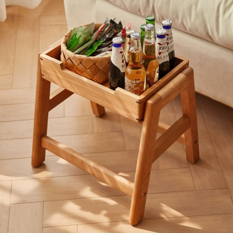 Contemporary Retro Rectangular Solid Wood Stackable Multi-Functional Storage Low Stool Footrest For Living Room