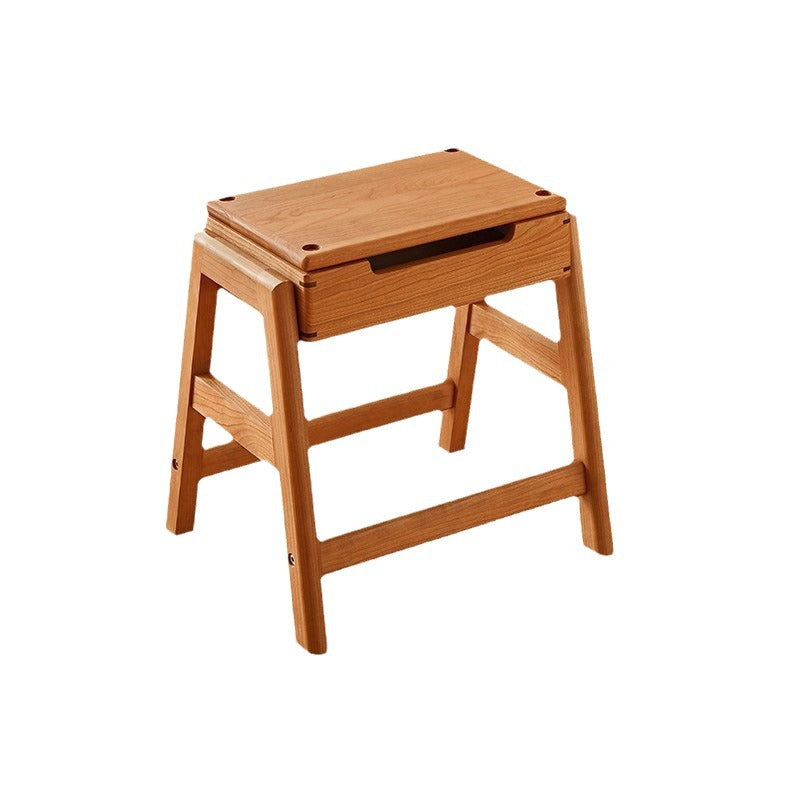 Contemporary Retro Rectangular Solid Wood Stackable Multi-Functional Storage Low Stool Footrest For Living Room