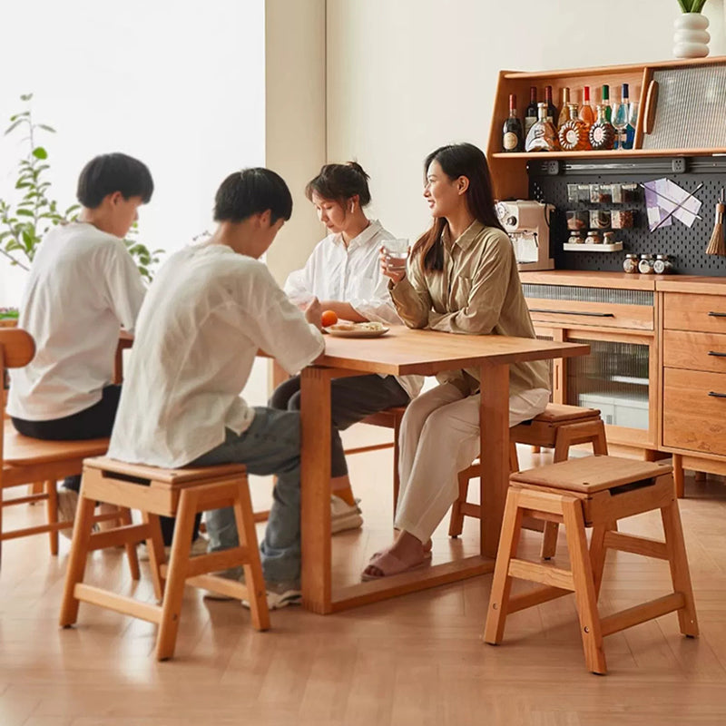 Contemporary Retro Rectangular Solid Wood Stackable Multi-Functional Storage Low Stool Footrest For Living Room